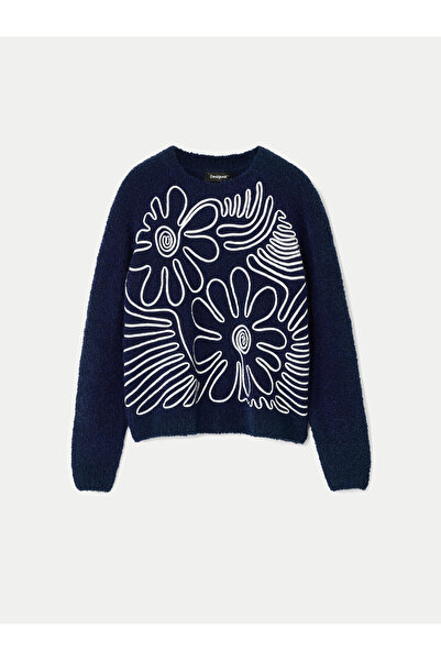 Desigual Γυναικείο Πουλόβερ 24WWJF68 Μπλε Σκούρο Μπλε