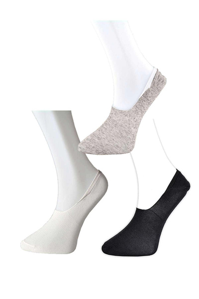HarmonyAura Black Gray And White Men's Ballerina Socks 12 Pairs