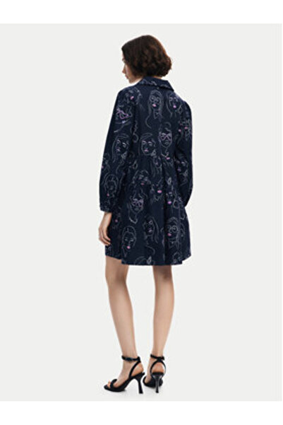 Desigual Γυναικείο Φόρεμα Casual 24WWVW66 Μπλε Σκούρο Μπλε