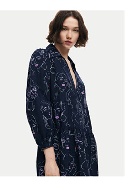 Desigual Γυναικείο Φόρεμα Casual 24WWVW66 Μπλε Σκούρο Μπλε