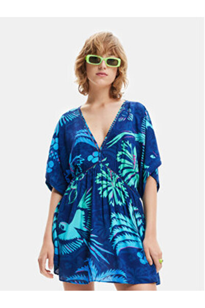 Desigual Γυναικείο Φόρεμα Καλοκαιριού 23SWMW18 Μπλε Σκούρο Μπλε