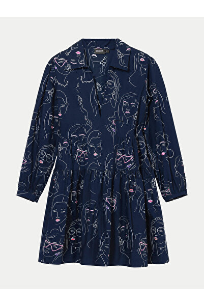 Desigual Γυναικείο Φόρεμα Casual 24WWVW66 Μπλε Σκούρο Μπλε