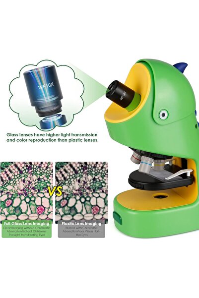 Generic Dinosaur Theme Microscope Set for Kids 40X-400X STEM Learning Kit with Slides & Accessories