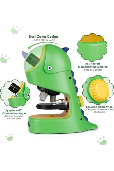 Generic Dinosaur Theme Microscope Set for Kids 40X-400X STEM Learning Kit with Slides & Accessories