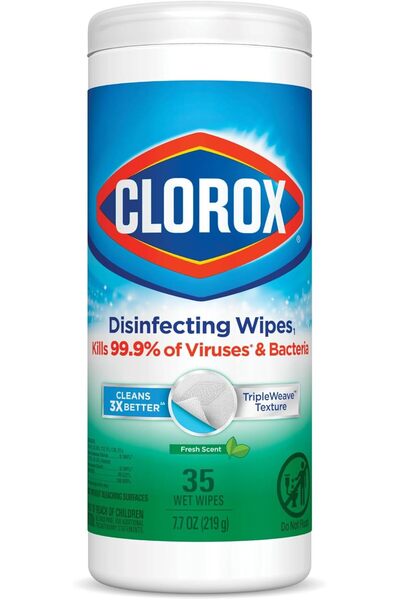 Clorox مناديل مطهرة، 35 منديل، رائحة منعشة، تنظف بشكل أفضل بثلاث مرات، تقتل 9...