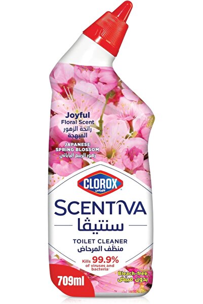 Clorox Scentiva Toilet Cleaner, 709ml, Japanese Spring Flowers, Bleach-Free, Kills 99.9% of Viruses