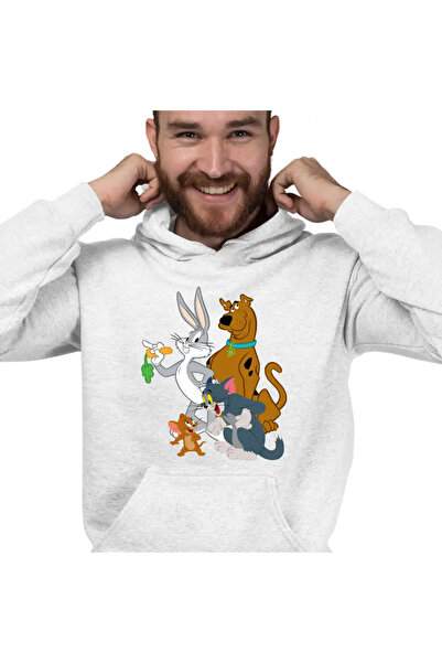 OEM Ανδρική Φούτερ με Κουκούλα Tom Jerry Scooby Doo Bugs Bunny