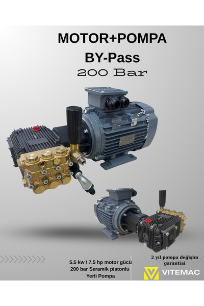 VİTEMAC 200 Bar Motor Pompa By Pass Set 5.5kw motorlu set