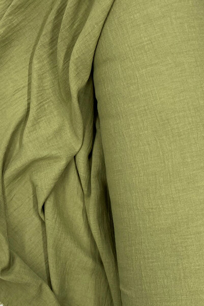 HarmonyAura Linen Fabric - Organic Fabric - Curtain Fabric - Thin Linen - Fabric Cover for Clothes Khaki Green 82