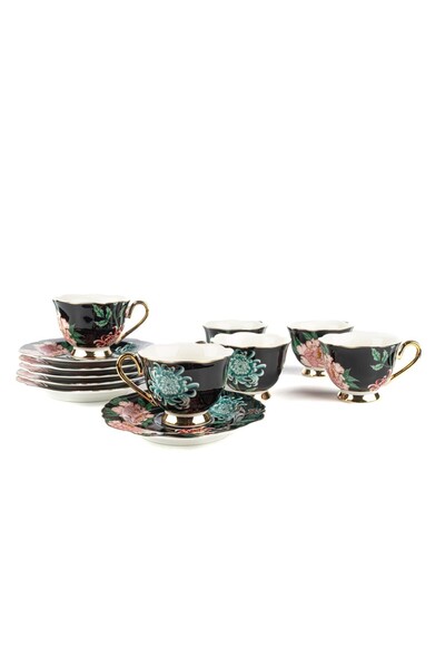 esdekor Fleur Black 2-Piece Turkish Coffee Cup Set 90Cc Kitchen Decoration 4 ...