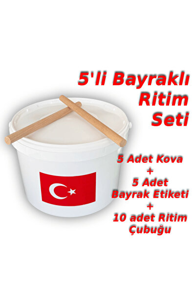 Decotone Okul Ritim Seti 5li Set Bayraklı Ritim Kovası Gösteri Kovası Ritim Ç...
