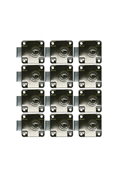 TAYEM 12 Pcs Ymk Square Drawer Lock, Cabinet, Mailbox, Dormitory Cabinet Lock with 2 Keys Chrome