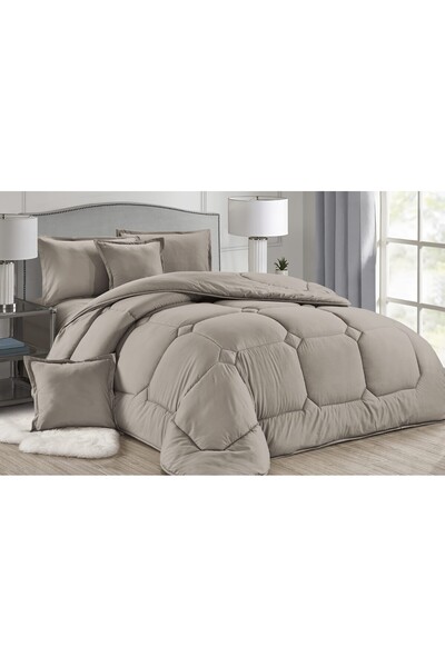 Roshen طقم لحاف مفرش فندقي سرير نفر ملكي ومريح وناعم 4 قطع مفرد سادة مقاس الل...