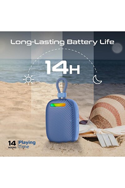 Promate مكبر صوت كريستال ساوند لاسلكي بتقنية البلوتوث 5.4، صوت ستيريو عالي 7 وات، أوضاع إضاءة RGB، مقاوم للماء