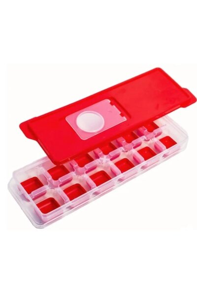 Aneliz Tavă pentru cuburi de gheață cu capac din plastic albastru, 12 compart...