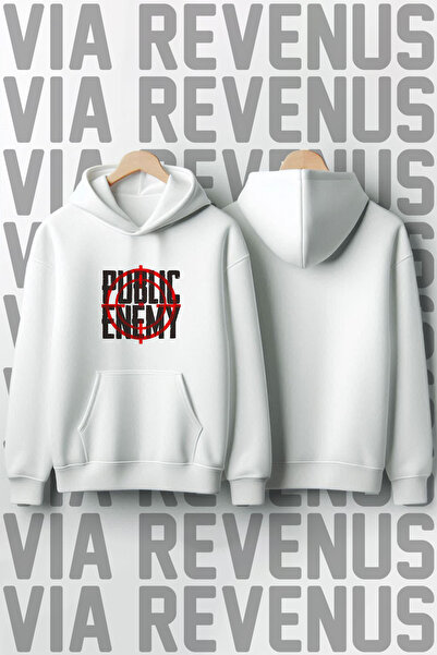 Vordevia Hanorac cu glugă cu imprimeu Public Enemy, cu 3 fire