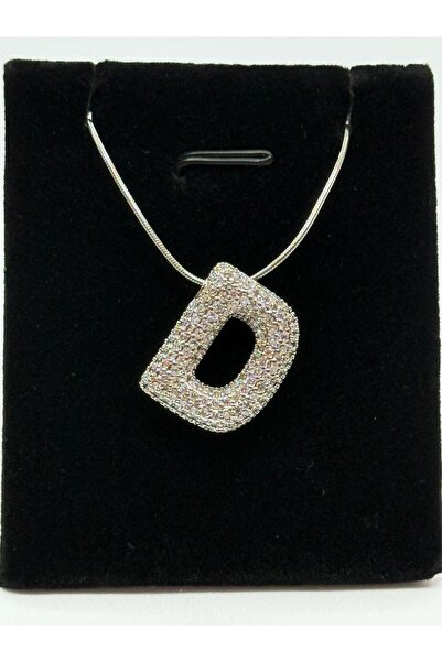 NG TAKI GÜZELLİK NG D Harfli Gümüş Renk Zirkon Taşlı Işıltılı Kolye, Kadın Ta...