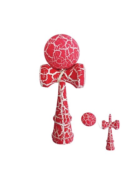 OEMN Kendama- Jucarie din Lemn, 18 cm, Model Cracked Roz-Alb