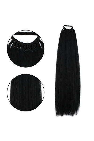 TAM TARZ مشبك مطاطي على شكل ذيل حصان مسطح - أسود