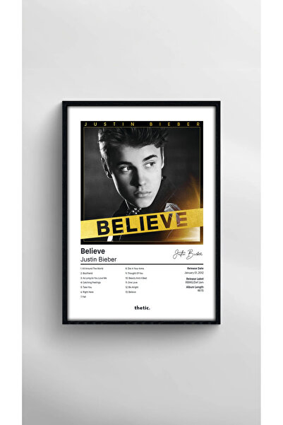 Thetic Justin Bieber - Believe Albüm Koleksiyonu PREMIUM Spotify Çerçeveli Ta...