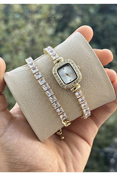 Tulpar Special Series Wrist-Wrapped Zircon Baguette Stone Square Minimal Case Women's Wristwatch