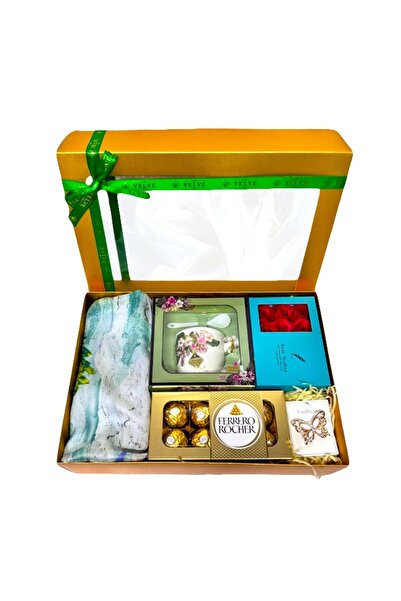 velve Pachet Spring,cana din ceramica cu lingurita,esarfa satinata din matase...