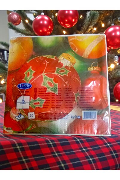 LİNDY Pachet de 20 șervețele de Crăciun cu model roșu Cici Ball – 3 straturi ...