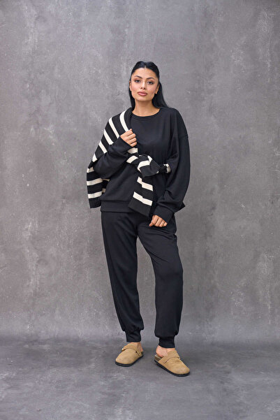 KÜÇÜĞÜM BUTİK Black Cotton Tracksuit Set