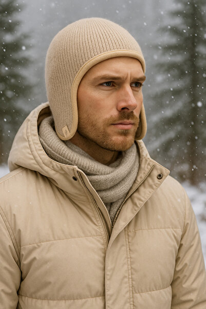 MEKİK BUTİK Premium Ear and Neck Protector Unisex Beanie with Fleece Inside