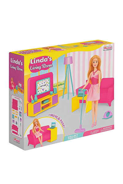 Vardem Linda Bebek Oturma Odası Oyun Seti 3+ Yaş - Koltuk, TV Ünitesi ve Aksesuarlar (Bebek Hariç)