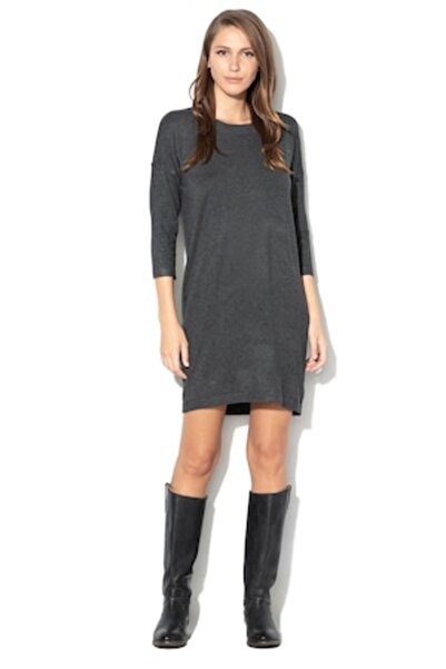 Vero Moda - Knitted Dress with 3/4 Sleeves Glory, Dark Gray Melange, Size S