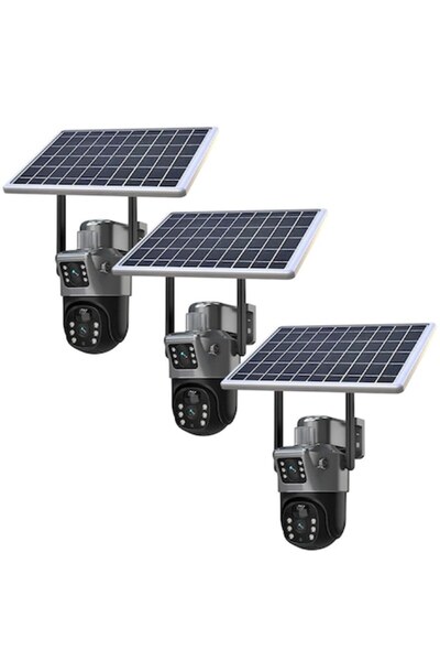 Optim Solution Set de 3 camere de supraveghere cu panou solar