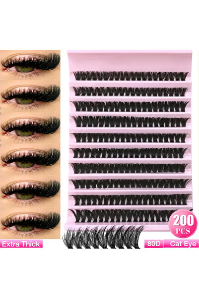 DIYEYELASH 120 Adet Takma Kirpik Küme Demeti Kirpik D Kıvrım İnce Tekli Kirpikler,Yeniden Kullanılabilir