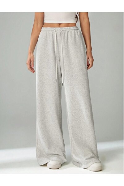 KİNNEAS Women's Gray Plus Size Baggy Loose Fit Pants Six Stretchy Comfortable...