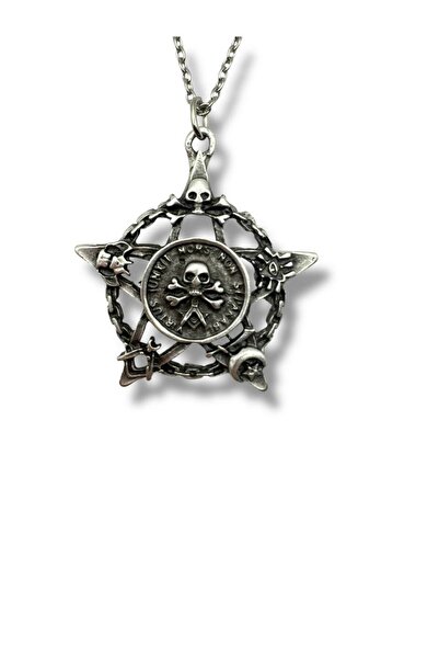 Herşey Nota قلادة للجنسين بتصميم جمجمة قوطية ونجمة خماسية - تصميم قوطي وعتيق ...