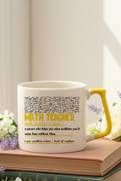qoeuyl boutique Math Teacher Noun Printed Fun Lightweight Ceramic Mug Cup Special for Math Teachers