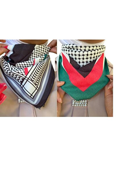 ALDAYER 2 قطعة وشاح بتصميم فلسطيني 50×50