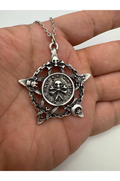 Yuchicly قلادة للرجال والنساء على شكل جمجمة قوطية ونجمة خماسية - قوطية، قديمة...