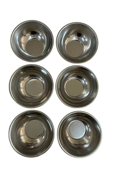 BİODATA 6 ADET Paslanmaz Çelik Metal Görünümlü Yuvarlak Kase 12,5 cm (No:1) Tas, Kase