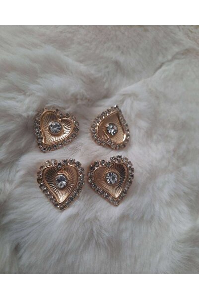 İMREN AKSESUAR زر معدني مطلي بالذهب مع أحجار كريستالية 1.5 سم عبوة واحدة تحتو...