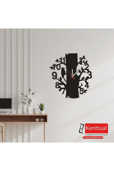 KENT Kuşun Ağaca Konuşu Tasarımı Metal Duvar Saati-30x32 cm