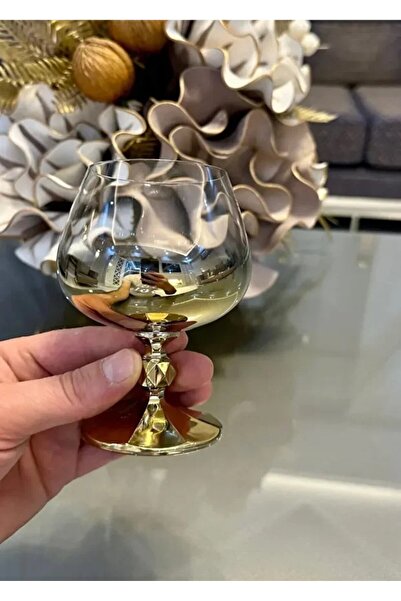 LOKMAN ZÜCCACİYE BOHEMİA KRİSTAL TİTANYUM ALTIN KAPLAMA KAHVE YANI KADEH SU BARDAĞI (250CC)