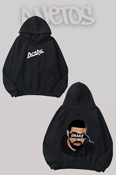 Anetos Φούτερ Drake 15 Design Μαύρο Μπροστινό Πίσω με τύπωμα