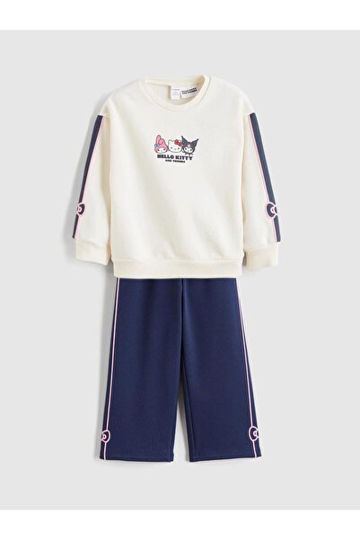 LC Waikiki Bisiklet Yaka Hello Kitty Baskılı Kız Çocuk Sweatshirt ve Eşofman Alt