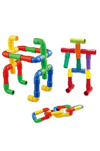 welcomein Pipe Lego 72 Pieces Pipe Block Set with Wheels Pipe Intelligence Educational Blocks Motor Skill Coordination