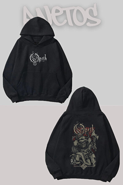 Anetos Opeth 10 Design Negru Față Spate cu imprimeu Swea tricou