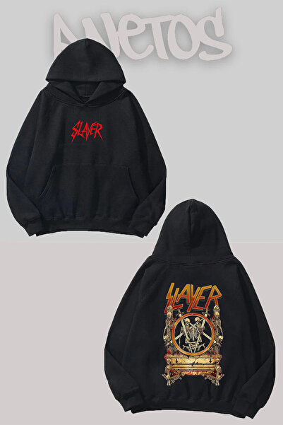 Anetos Slayer 1 Design Negru Față Spate cu imprimeu Swea tricou