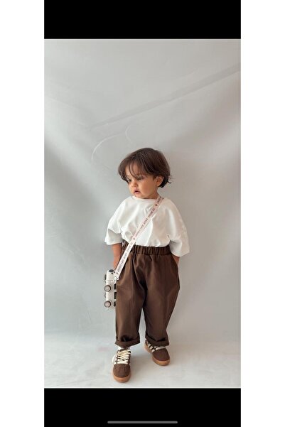 bohemiankids baby wear Kahve Gabardin pantolon beli lastikli