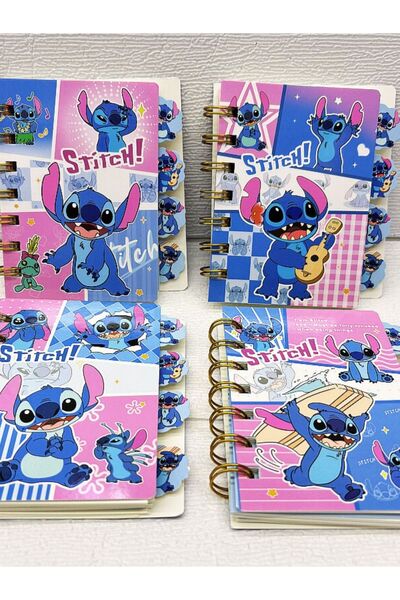 ÖZ OFİS Stitch Baskılı Spiralli Ayraçlı 120 Sayfa Çizgili Not Defteri 1 adet ...