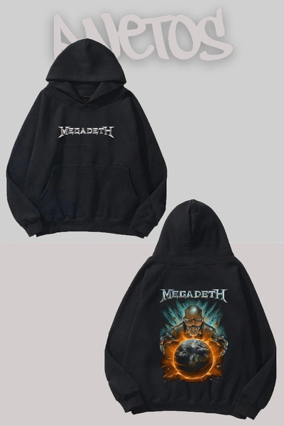 Anetos Megadeth 14 Design Negru Față Spate cu imprimeu Swea tricou